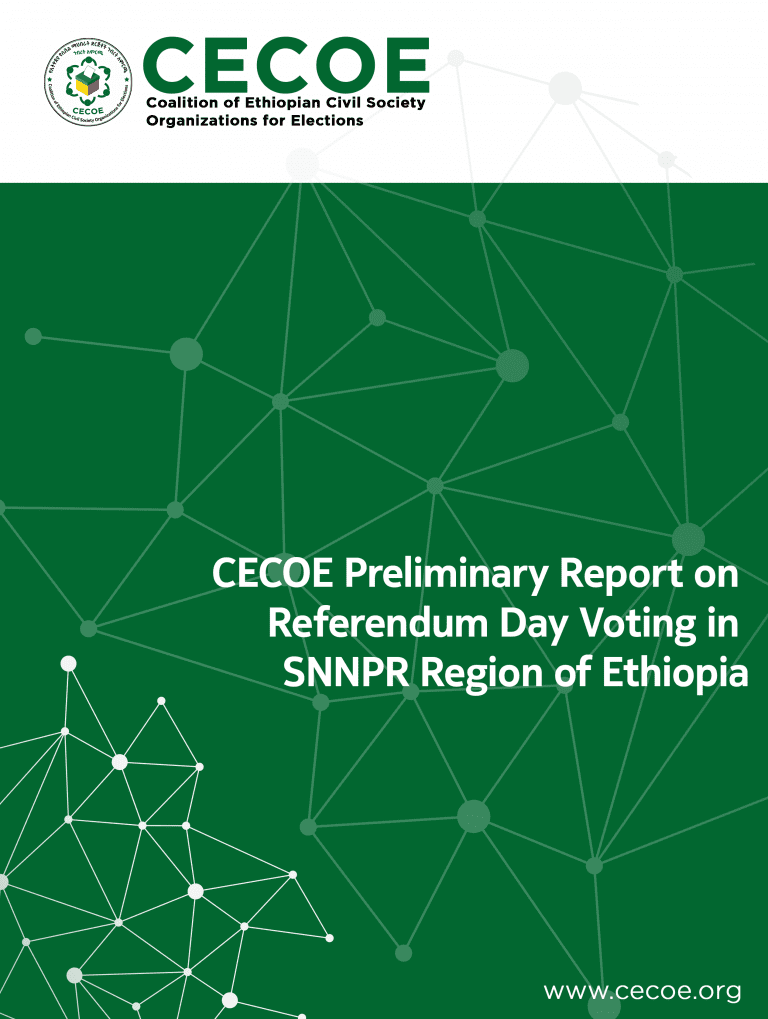 Cover of CECOE Preliminary Report on Referendum Day Voting in SNNPR Region of Ethiopia